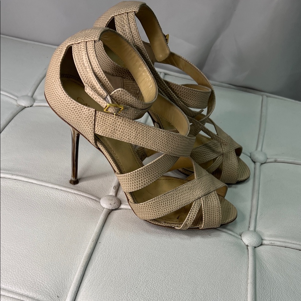 Cavalini Textured Beige Strappy Heels